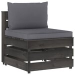 Vidaxl salon de jardin 9 pièces avec coussins bois imprégné de gris
