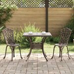 vidaXL Ensemble de tables de jardin 3 Pièces Bronze Aluminium coulé