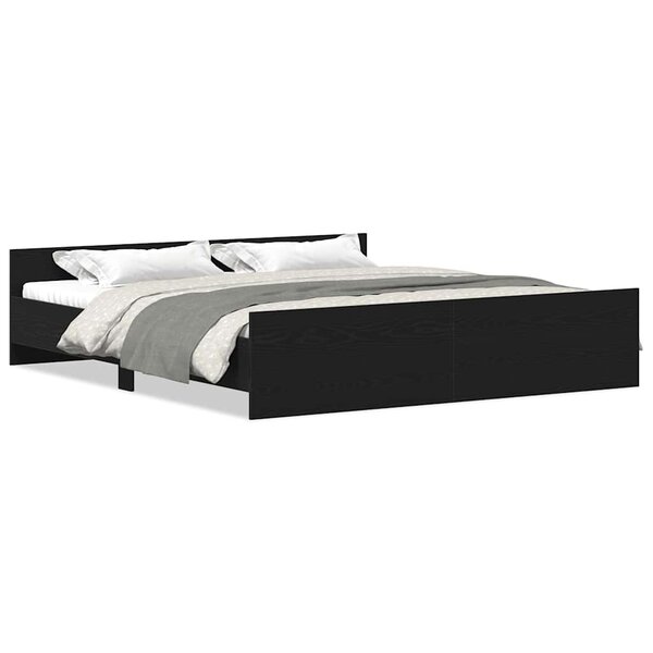 vidaXL Cadre de lit sans matelas Chêne noir 180 x 200 cm Bois d'ingénierie