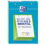 Bloc de 30 Fiches Bristol Perforées 2.0 A5 Q5/5 Bordures couleurs aléatoires OXFORD