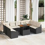vidaXL Ensemble de salle à manger pour jardin 10 Pièces Noir  Crème