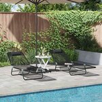 vidaXL Chaises longues pliantes 2 Pièces avec têtière textilène noire