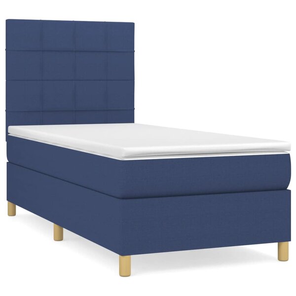 vidaXL Sommier à lattes de lit avec matelas Bleu 100x200 cm Tissu