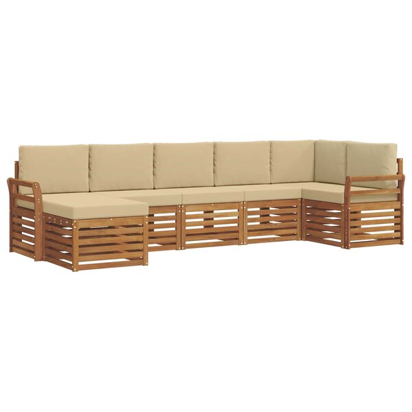 vidaXL Ensemble de canapé d'angle avec coussin 7 Pièces Naturel et Beige