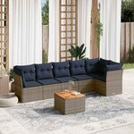 vidaXL Salon de jardin 7 Pièces avec coussins gris résine tressée