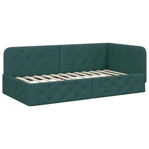 vidaXL Cadre de lit d'angle Vert foncé 90 x 200 cm tissu