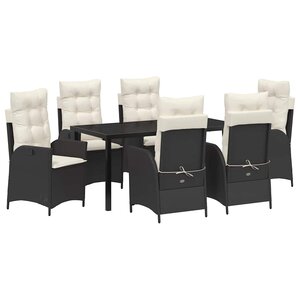 vidaXL Ensemble de salle à manger pour jardin 7 Pièces Noir polyrotin
