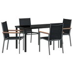 vidaXL Ensemble de salle à manger pour jardin 5 Pièces Noir