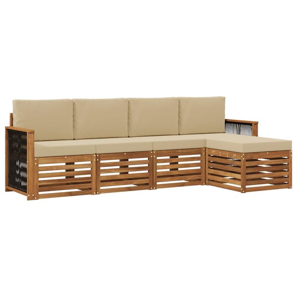 vidaXL Ensemble de canapés d'extérieur 5 pc Naturel et Beige