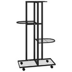 vidaXL Jardinière à 4 niveaux avec roues 44x23x80 cm Noir Fer