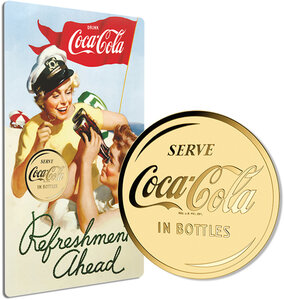 Monnaie COCA COLA Vintage Refreshment 1/1000 Oz Medaille Or (PRÉCOMMANDE)