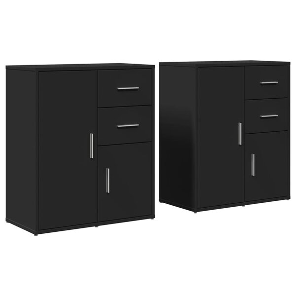 vidaXL Buffets 2 Pièces noir 60x31x70 cm bois d'ingénierie