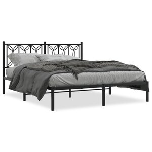 vidaXL Cadre de lit métal sans matelas et tête de lit noir 160x200 cm