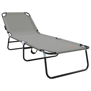 vidaXL Chaise longue pliante Gris 188 x 57 x 86 5 cm Polyester
