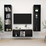 vidaXL Ensemble de meubles TV 3 Pièces Noir brillant Bois d'ingénierie