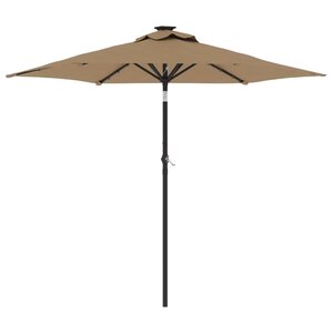 vidaXL Parasol de jardin avec LED mât en acier taupe 225x225x212 cm