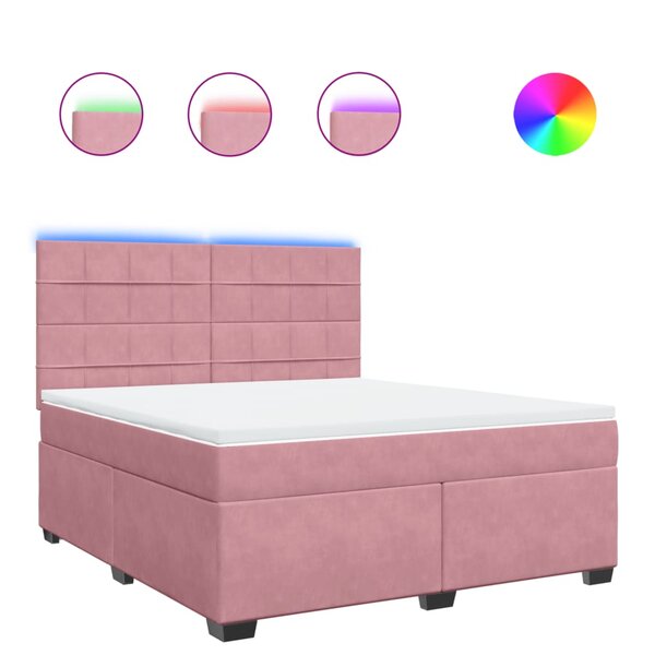 vidaXL Sommier à lattes de lit avec matelas Rose 180x200 cm Velours