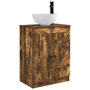 vidaXL Meuble de salle de bain avec évier Chêne fumé 54 x 35 x 83 cm