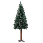 vidaXL Sapin de Noël mince bois véritable et neige blanche vert 210 cm