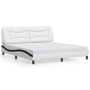 vidaXL Cadre de lit sans matelas Hvar blanc et noir 180x200 cm similicuir