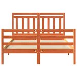 vidaXL Cadre de lit avec tête de lit Cire marron 140 x 188 cm