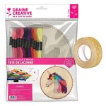 Coffret suspension bois à broder tête de licorne + masking tape doré à paillettes 5 m