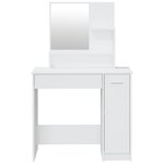 vidaXL Coiffeuse avec miroir blanc brillant 86 5x35x136 cm