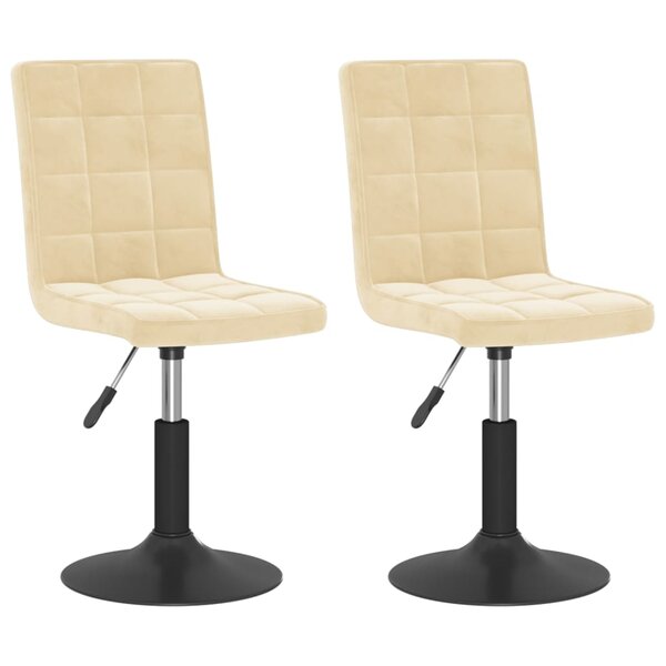 vidaXL Chaises pivotantes à manger lot de 2 crème velours