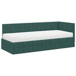 vidaXL Cadre de lit d'angle avec matelas 2 Pièces Vert Velours