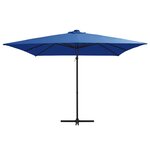 vidaXL Parasol déporté avec LED et mât en acier 250x250 cm Bleu azuré