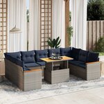 vidaXL Salon de jardin 10 Pièces avec coussins gris résine tressée