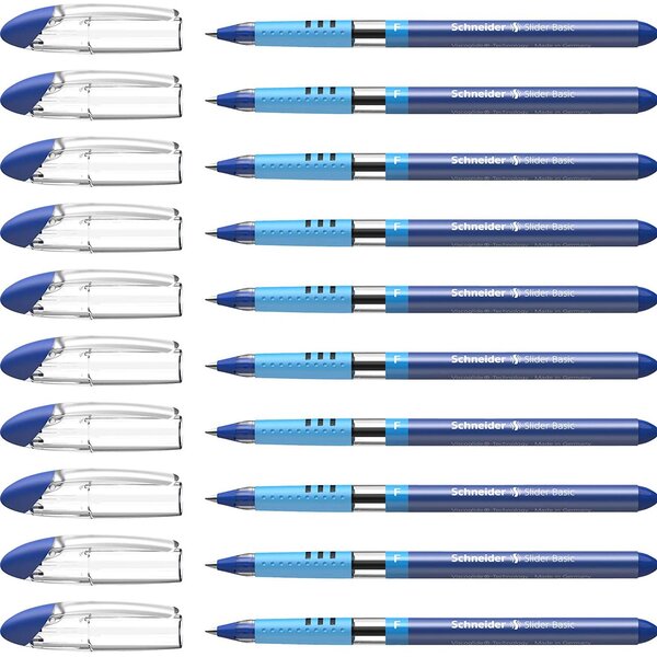 Stylo à bille Slider Basic Pointe Fine bleu x 10 SCHNEIDER