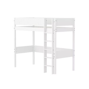 Flexa WHITE Lit mezzanine avec echelle droite 90 x 200 cm Barriere pleine Blanc