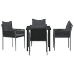 vidaXL Ensemble de salle à manger pour jardin 5 Pièces Noir Poly rotin