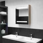 vidaXL Armoire de salle de bain à miroir à LED blanc et chêne