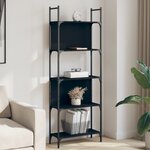 vidaXL Bibliothèque à 5 niveaux noir 60 5x24x166 5cm bois d'ingénierie