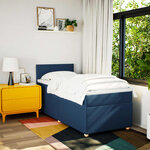 vidaXL Sommier à lattes de lit avec matelas Bleu 90x200 cm Tissu