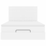 VidaXL Cadre de lit ottoman avec matelas blanc 140x190 cm similicuir