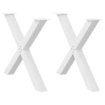 vidaXL Pieds de table à manger en forme de X  2 pièces  blanc  90 x (72-73) cm  acier