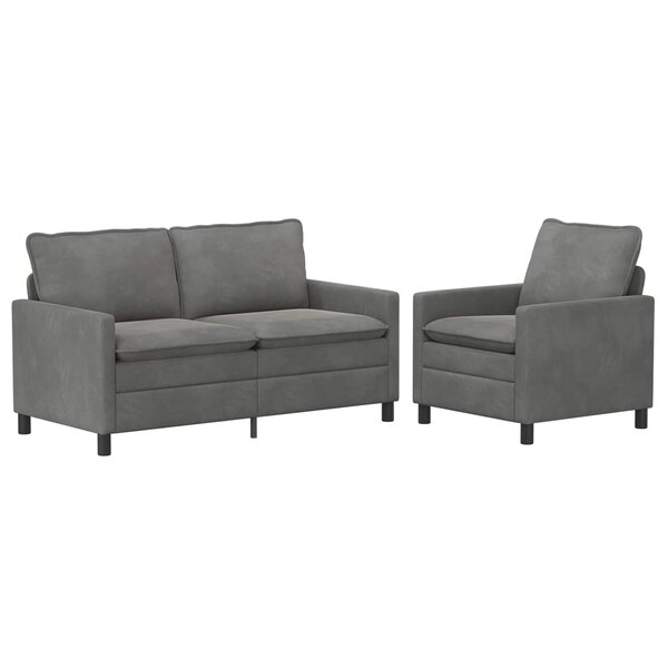 vidaXL Ensemble de Canapés 2 Pièces Gris foncé Velours