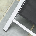 Lot de 2 bains de soleil design contemporain table basse plateau verre trempé métal époxy textilène gris foncé
