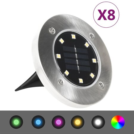 vidaXL Lampes solaires de sol 8 Pièces Lumières LED couleur RVB