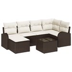 vidaXL Ensemble de canapé de jardin 7 Pièces Marron Poly rotin