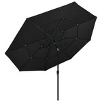 vidaXL Parasol à 3 niveaux avec mât en aluminium Noir 3 5 m