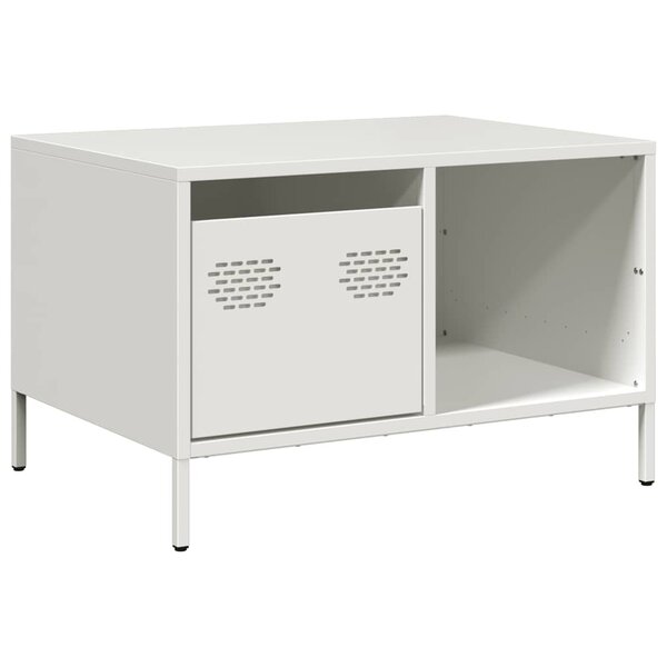 vidaXL Table basse blanc 68 5x50x43 5 cm acier laminé à froid