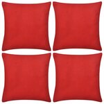 vidaXL Housses de coussin 4 Pièces Coton Rouge 80x80 cm