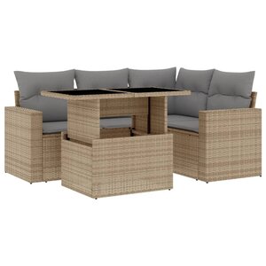 vidaXL Salon de jardin avec coussins 5 Pièces beige résine tressée
