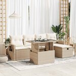 vidaXL Salon de jardin avec coussins 6 Pièces beige résine tressée