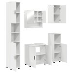 vidaXL Ensemble de mobilier de salle de bain 5 Pièces Blanc brillant