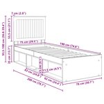 vidaXL Cadre de lit Gris Sonoma 75 x 190 cm Bois de pin massif